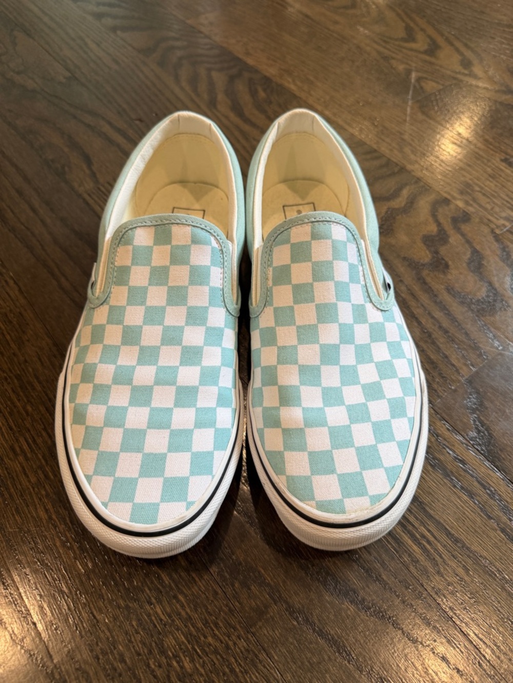 VANS Mens Slip-On Checkerboard Canvas Shoes in Mint White